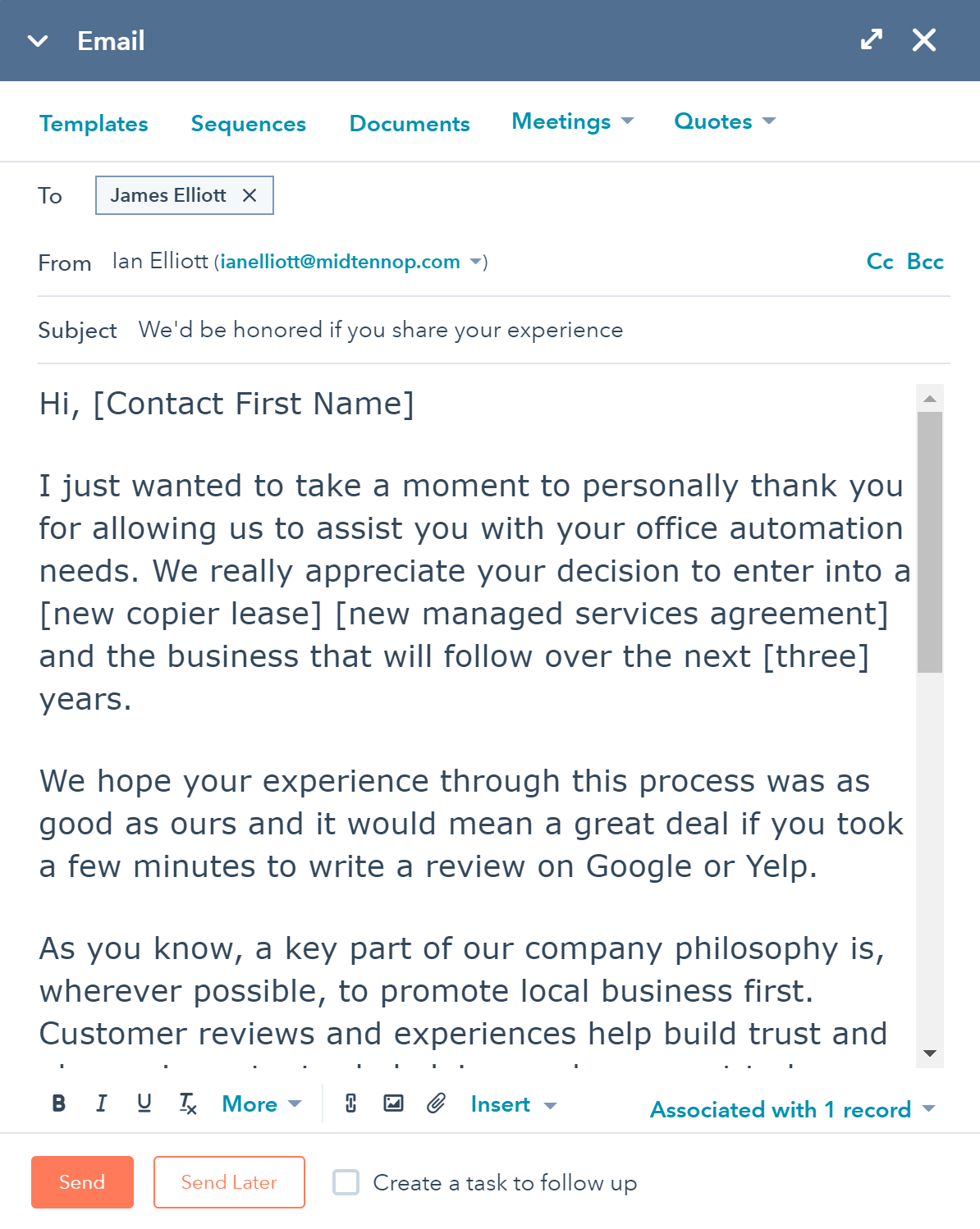 Email Template - Review Request