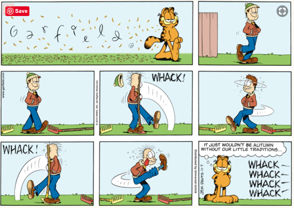 Garfield Stepping on a Rake